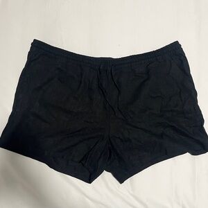 Black linen drawstring black shorts
